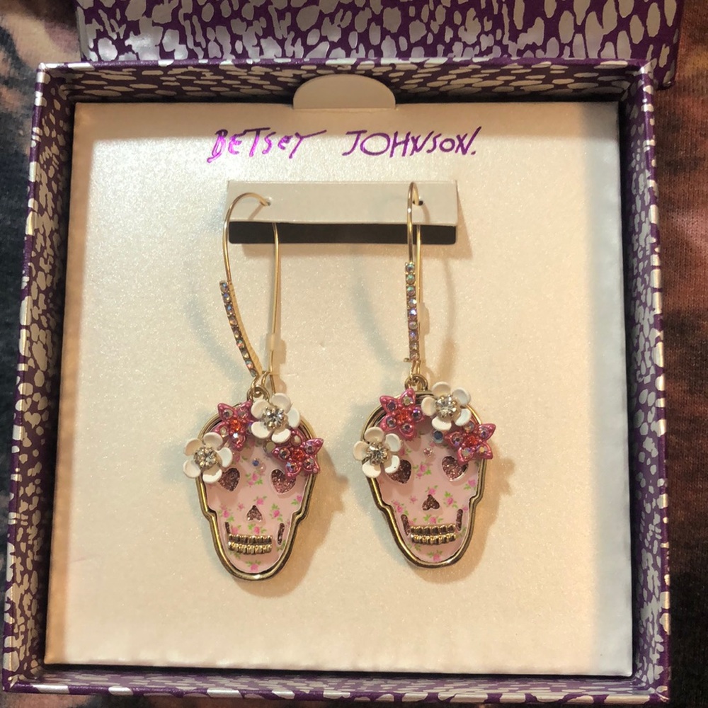 *SOLD*.  Betsy Johnson Sugar Skull Ear Rings